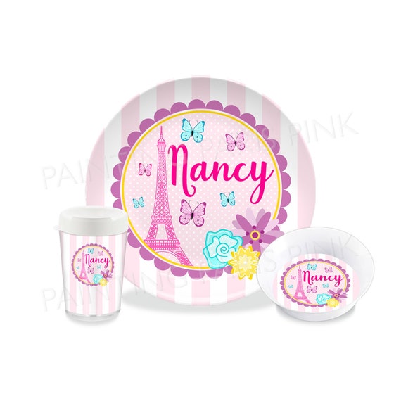Fancy Girl Melamine Dinnerware | Personalized | Customized | Buy 1 Piece or as a Mix & Match Set | Paris | Butterflies Il_570xn