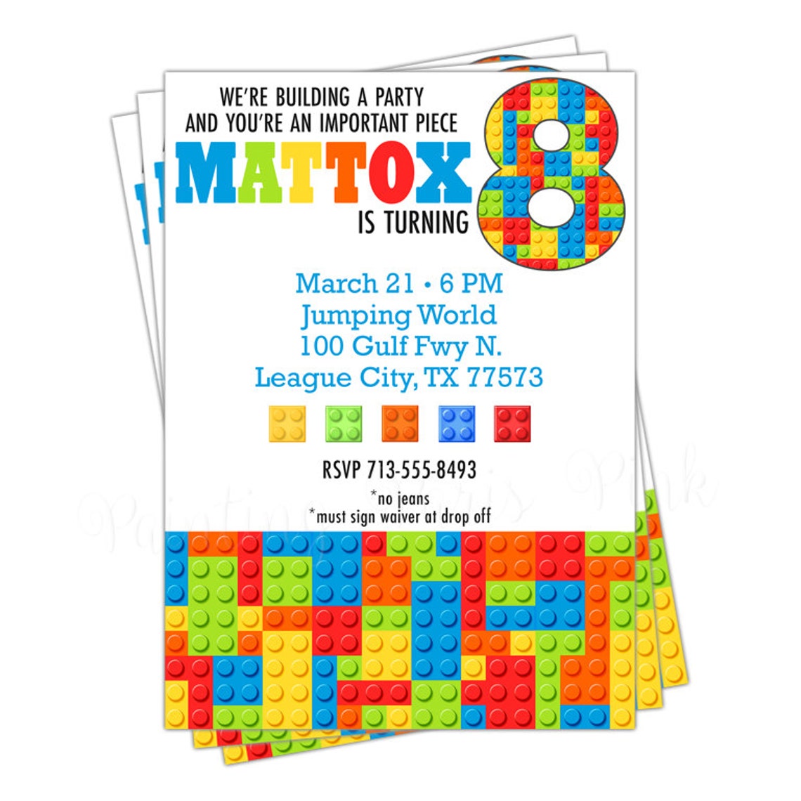 Building Block Invitation Printable 5 X 7 - Etsy