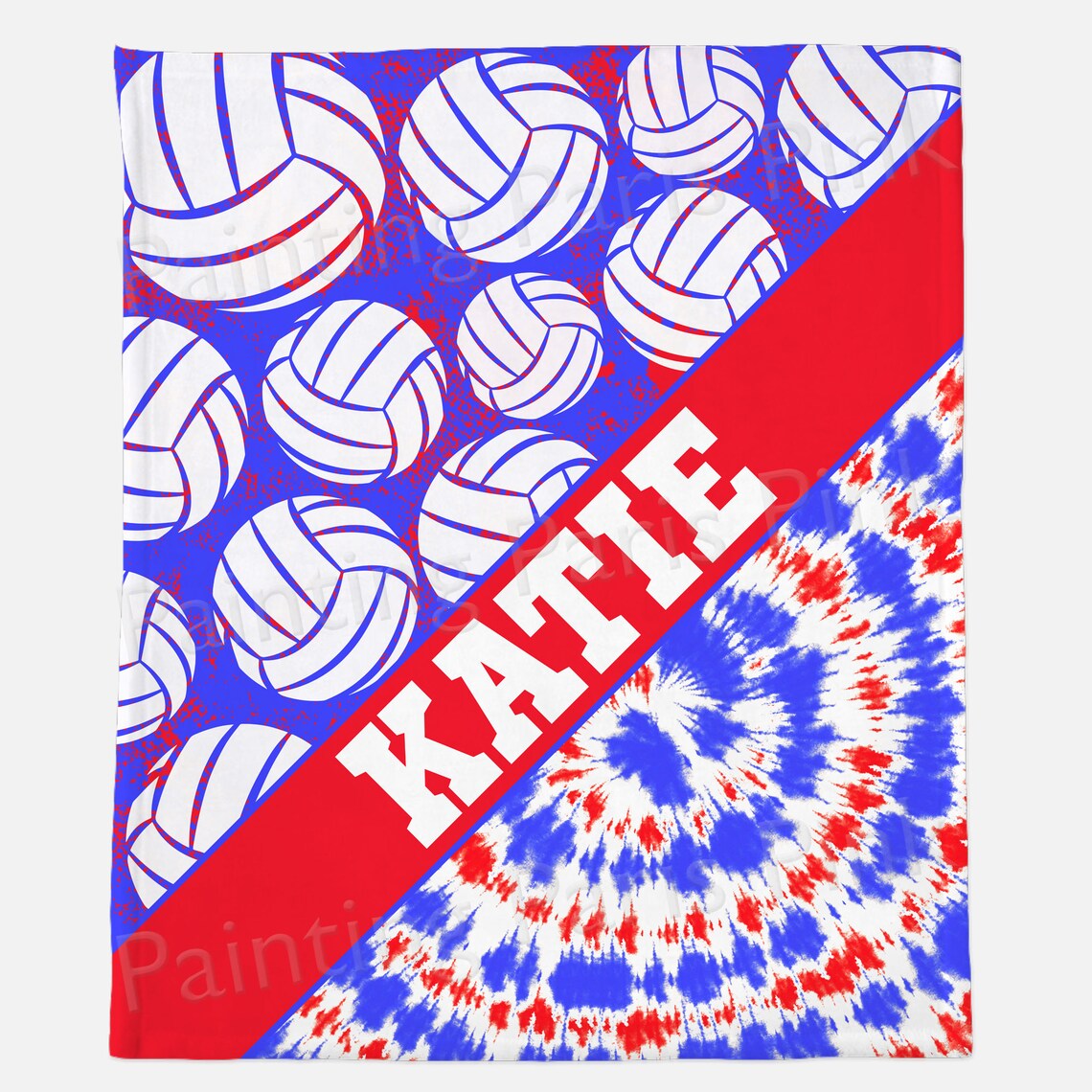 Minky Fleece Blanket Tie Dye Volleyball Full Blanket Design Etsy