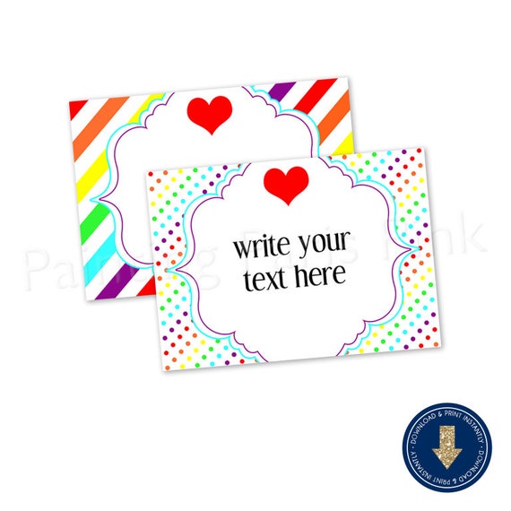Rainbows & Hearts Food Label Tent Cards - Printable - Instant Download Il_570xn
