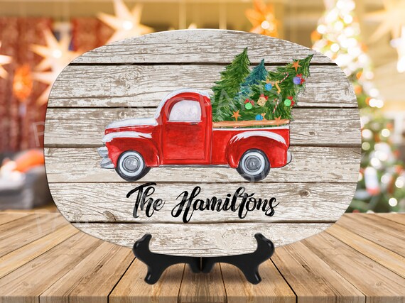 Red Christmas Truck Personalized Serving Platter | Holiday | Food | Christmas | Custom Il_570xn