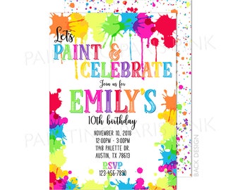 Art Party Birthday Party Invitation | Printable OR Professionally Printed | 5x7 | Paint Splatter