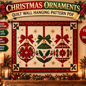 Mini-Quilt-Nähvorlage mit Weihnachtsornament, Festtagsdekoration, Drei-Block-Design