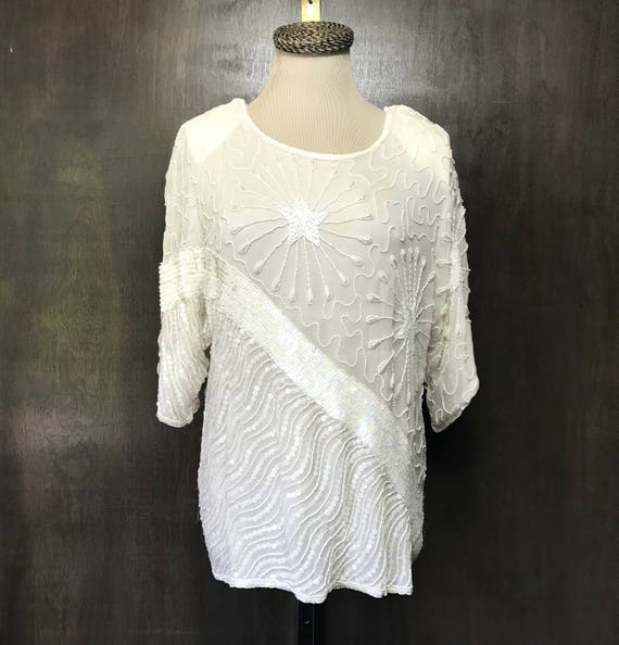 sequin white blouse