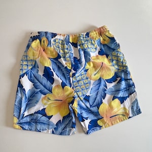Vintage 1980s Swim Trunks - Hawaiian Shorts - 80s Men&#39;s Bathing Suit - Swimsuit  - Small - Medium [02]