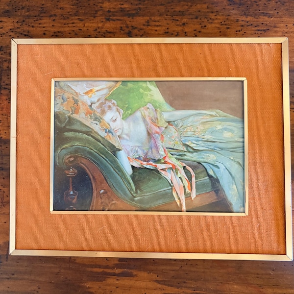 Vintage fotoram | Mässing och tyg | 4 1/2 x 6 1/2 Bords- eller vägghängande ram | Liten konstram