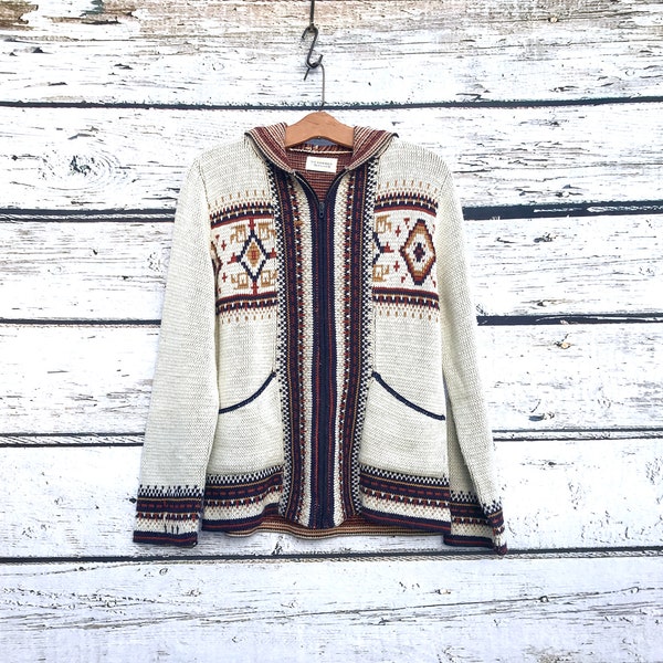 Hippie Hooded Sweater 70 's trui Zip van Tribal Zuidwest jas Sweater Boho jas 70 's jas kleine Medium R