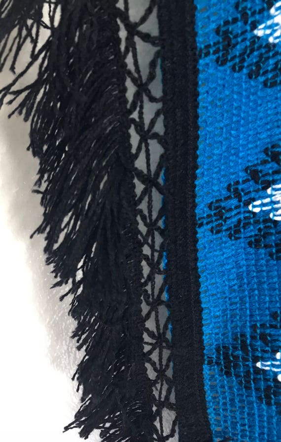 Vintage Cape Blanket Cape Mexican Poncho Cotton S… - image 3