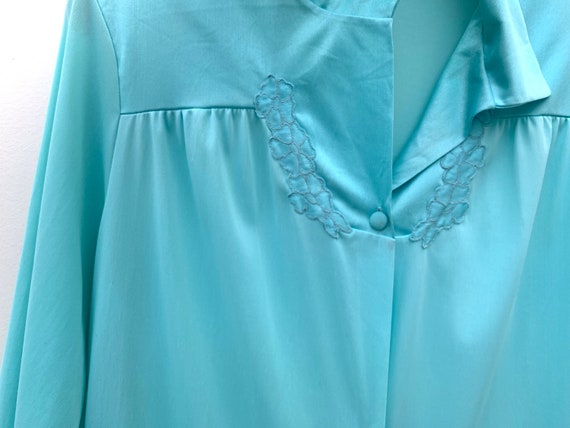 Vintage Nightie Vanity Fair Satin Robe Turquoise … - image 4