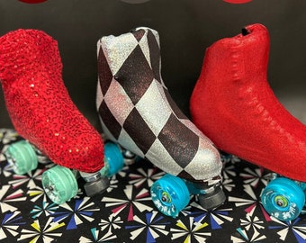 Harlequin and Red Roller Skate Boot Cover