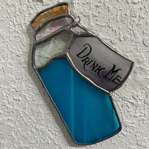 Alice in Wonderland &quot;Drink Me&quot; Stained Glass Sun Catcher