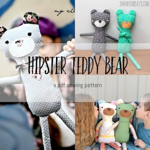 Hipster Teddy Bear- PDF Sewing Pattern for a Softie Teddy Bear