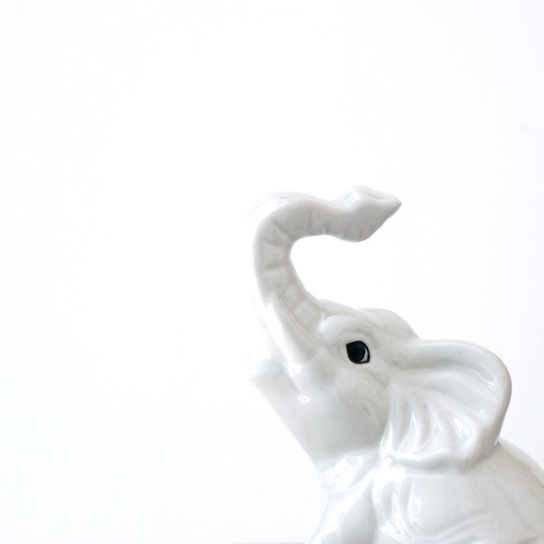 Vintage Pearly White Elephant Figurine