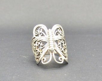 Hoch komplizierte Vintage Sterling Silber Schmetterling Größe 6