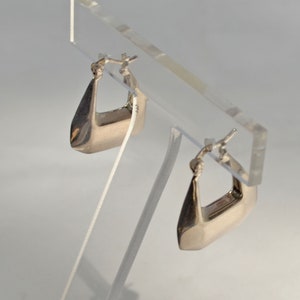 Sterling Silver Mid-Century Modernist Earrings Trapezoidal Hoops Pierced Style