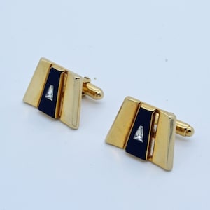 Signierte Vintage ANSON Cufflinks von Gold, Black Onyx und Crystal Classic Formal Men es Accesories
