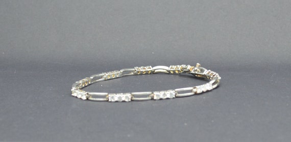 Vintage STERLING Silver  and CZ Tennis Bracelet S… - image 1