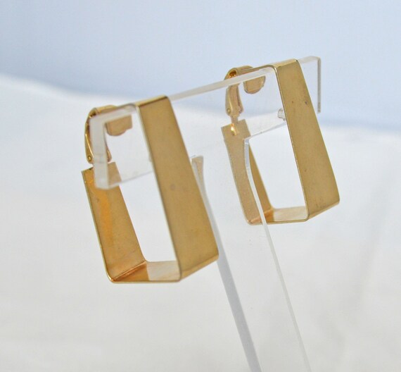 Very Unique Rectangular Hoop Earrings Signed "L.H… - image 2