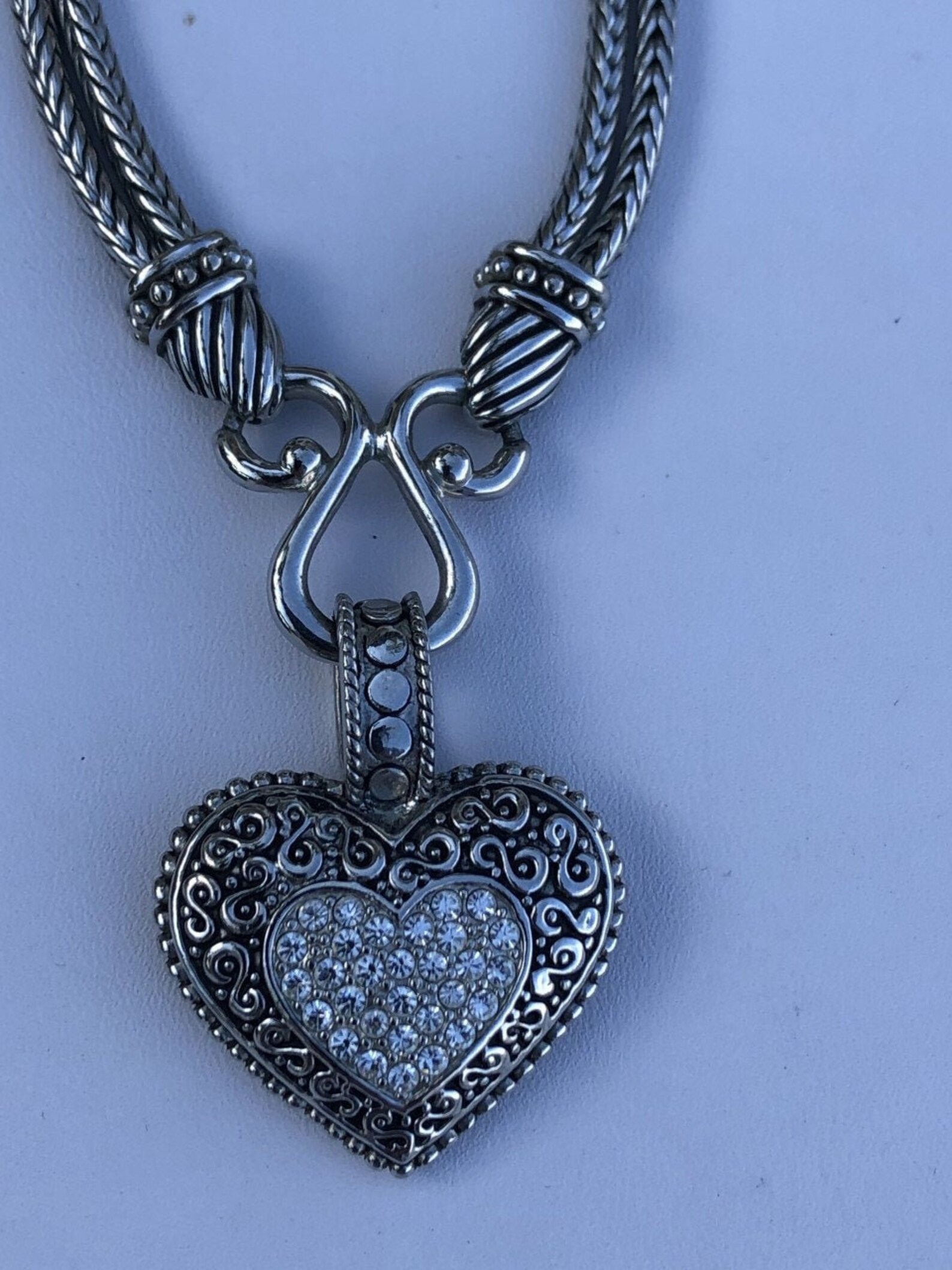 Vintage LIA SOPHIA Double Strand Silver Necklace W/ Large Etsy