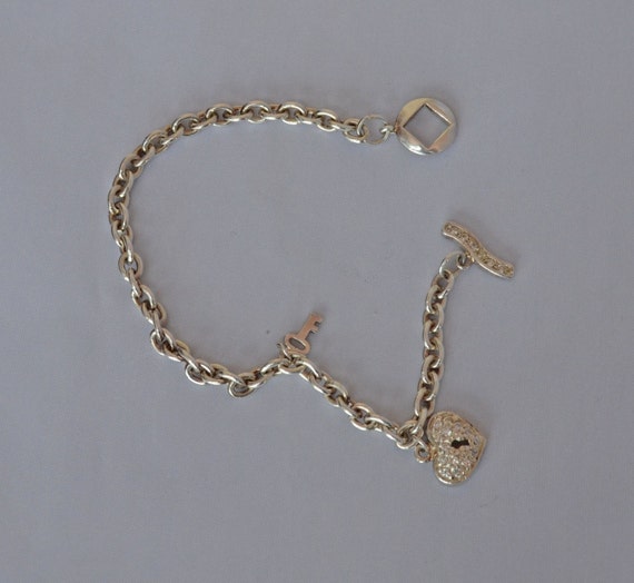 Vintage STERLING Silver Bracelet "Key to My Heart" - image 1