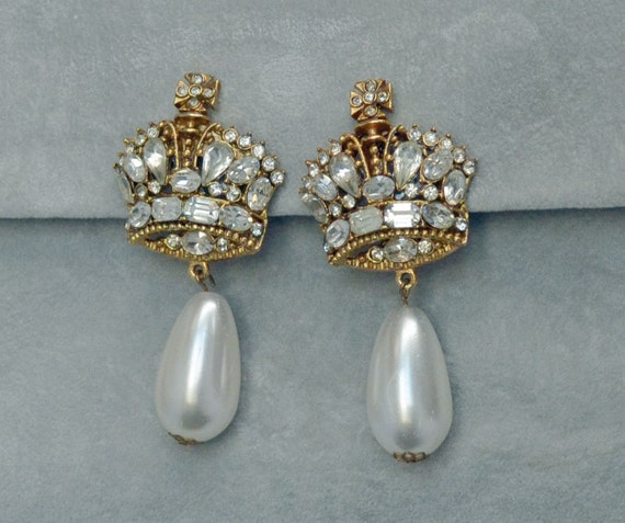 Showstopper Bridal SERBIN Earrings Crowns Rhinesto