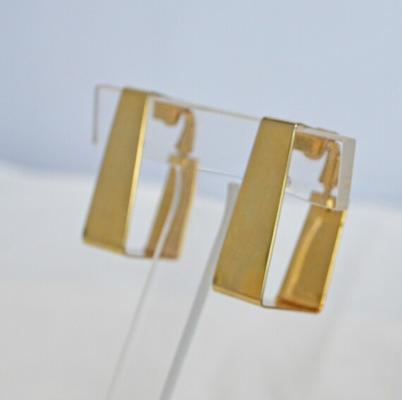 Very Unique Rectangular Hoop Earrings Signed "L.H… - image 1