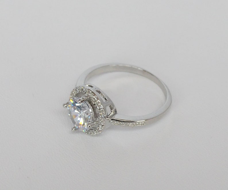 Vintage Sterling Silver Princess Ring with Prong Set Round Cut Solitaire CZ Adorn by CZ CollarBib Size 9 14