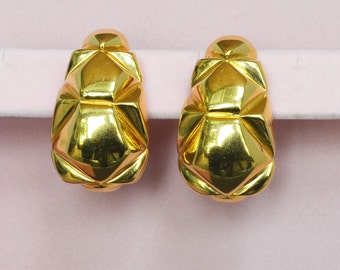Dazzling Vintage ST JOHN Earrings 18k Gold Signed Clip  Runway