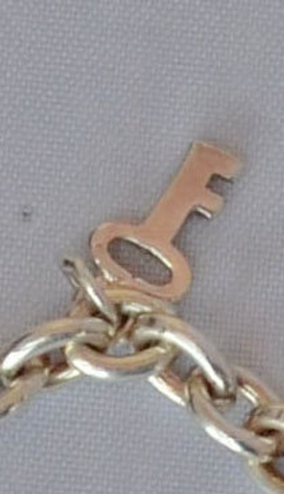 Vintage STERLING Silver Bracelet "Key to My Heart" - image 2