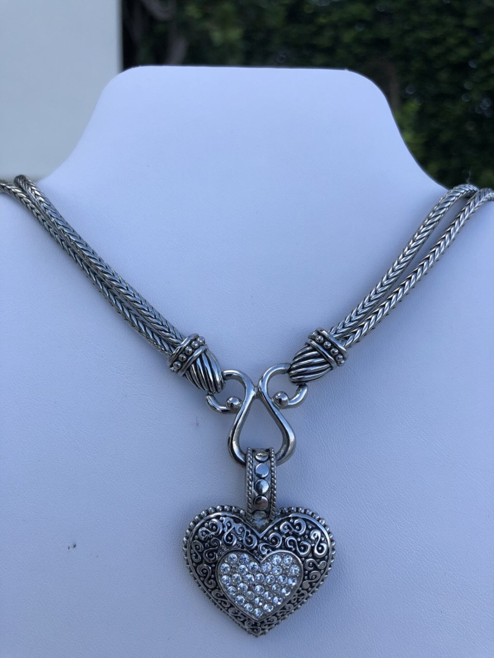 Vintage LIA SOPHIA Double Strand Silver Necklace W/ Large Etsy