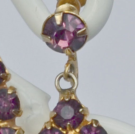 Vintage WEISS Earrings Dangle Amethyst Rhinestone… - image 2