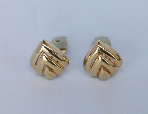 Vintage Signed Ciner Gold Plated Leaf Shaped Earr… - image 1