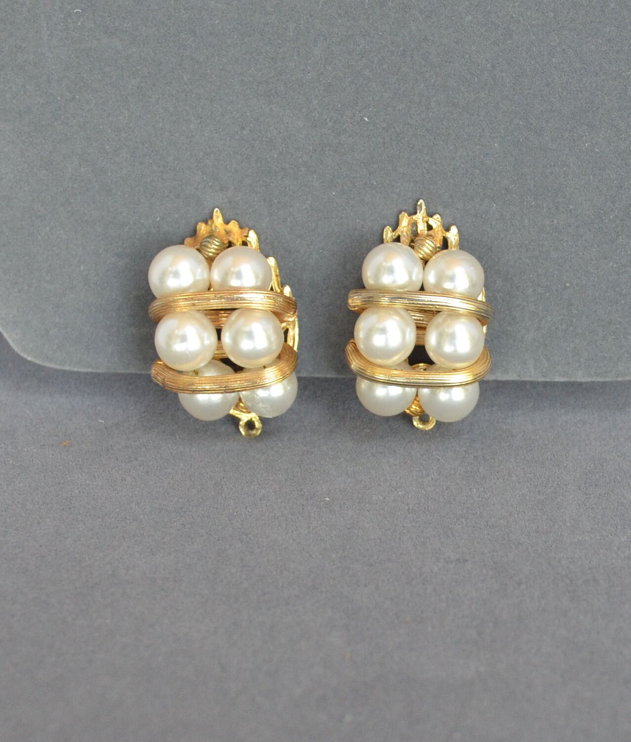 Elegant Vintage HOBE Earrings Gold Pearl Signed Clip CLASSIC Etsy
