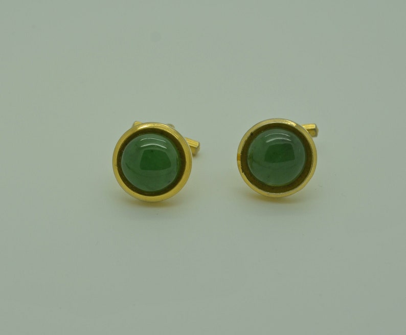 Vintage Jade Green Art Stone Cufflinks in Gold Tone Setting - Etsy