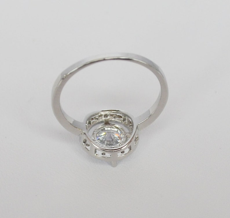 Vintage Sterling Silver Princess Ring with Prong Set Round Cut Solitaire CZ Adorn by CZ CollarBib Size 9 14