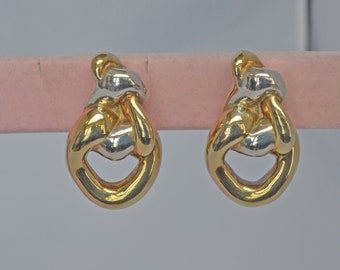 STERLING SILVER Earrings Gold Silver Vintage 18kt GP