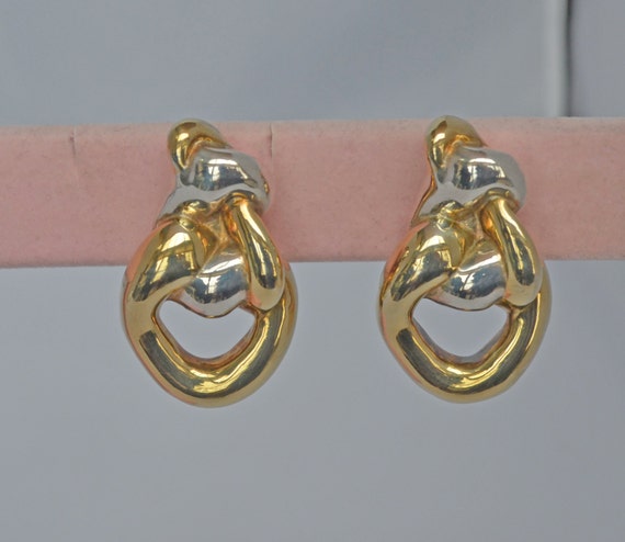 STERLING SILVER Earrings Gold Silver Vintage 18kt 