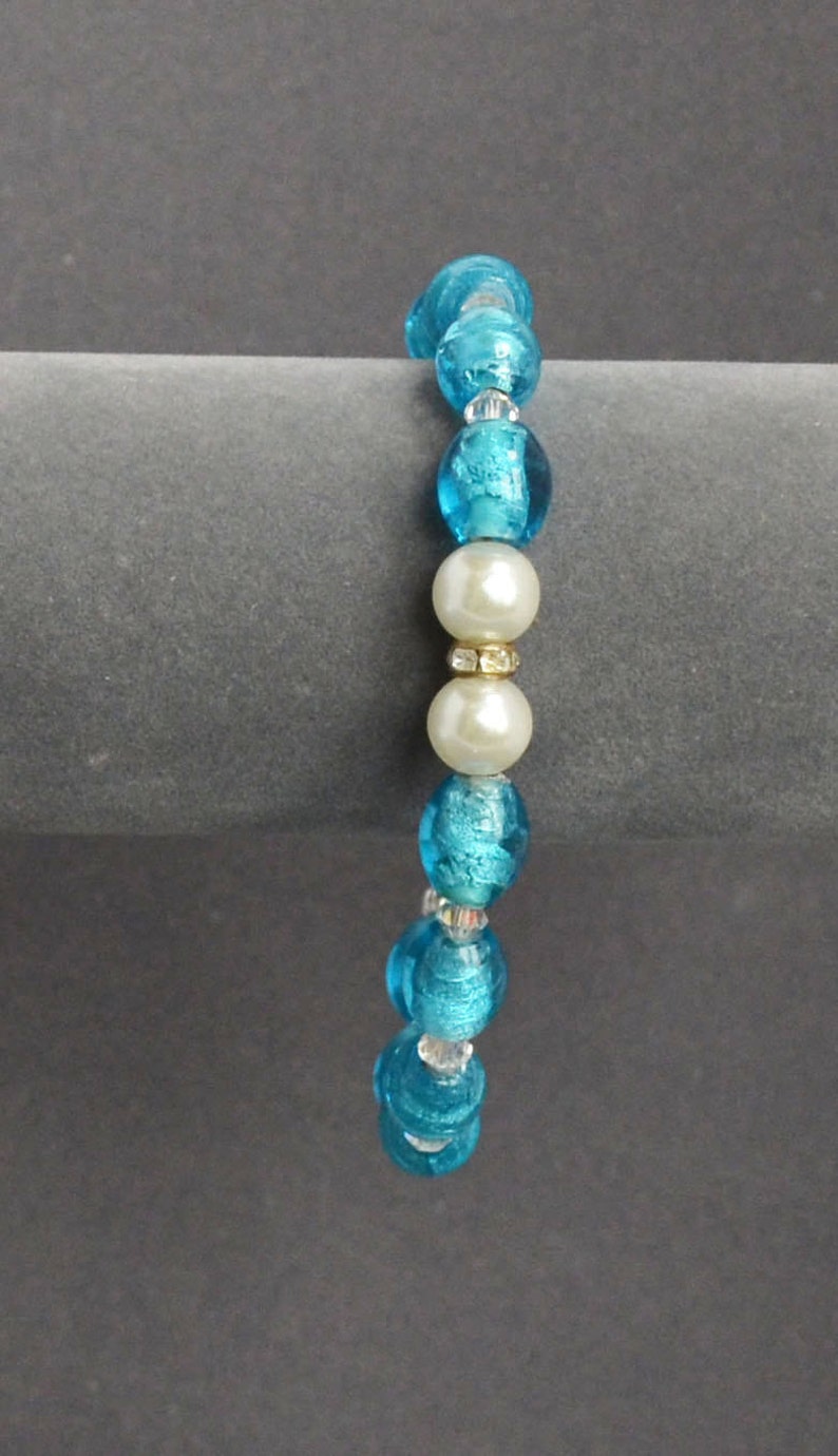 Vintage Glass Bead Bracelet Rhinestones Faux Pearls Etsy