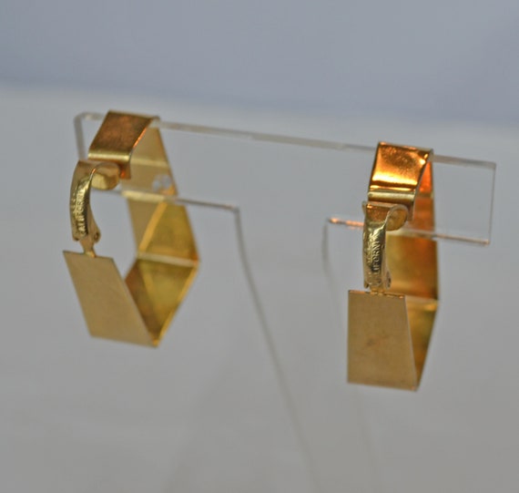 Very Unique Rectangular Hoop Earrings Signed "L.H… - image 4