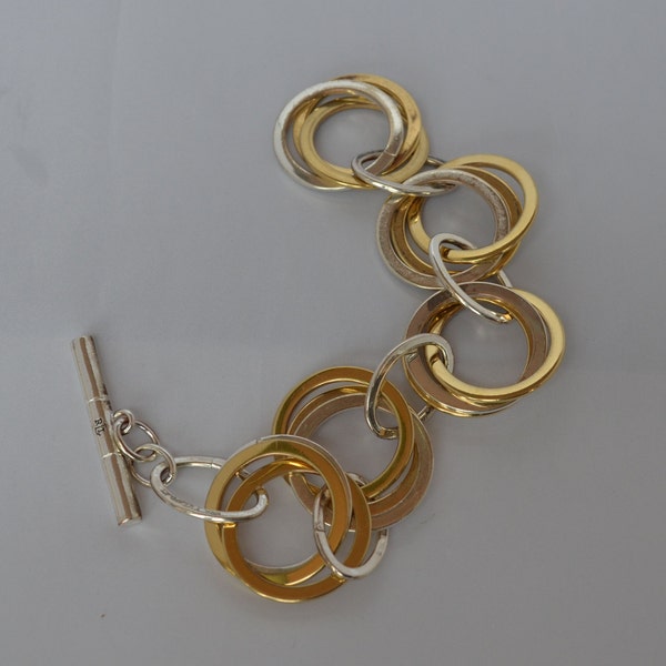 Couture Vintage RALPH LAUREN Ring Bracelet Togggle Gold and Silver Tone Signed