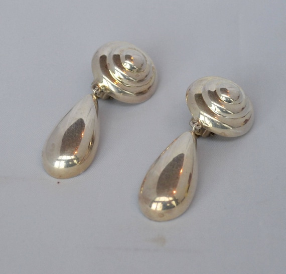 Sterling Silver Tear Drop Dangle Earrings Clip-on