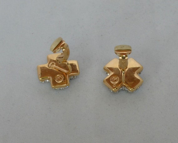Vintage Swarovski Rhinestone Earrings Cross Desig… - image 4