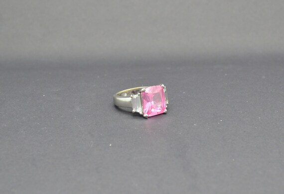 Gorgeous Sterling Rectangular Shaped Pink Topaz "… - image 1