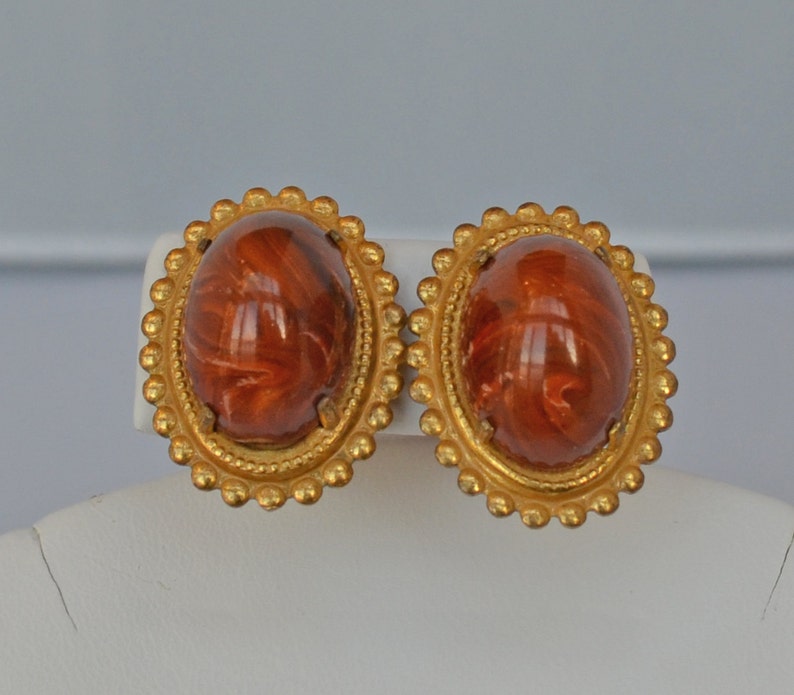 RARE 1940s Vintage MIRIAM HASKELL Earrings Marbelized Brown - Etsy