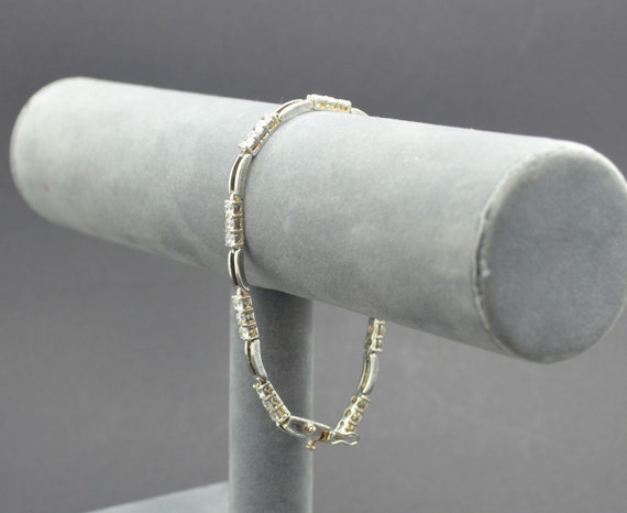Vintage STERLING Silver  and CZ Tennis Bracelet S… - image 3