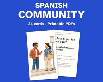 Tarjetas didácticas imprimibles en español: Alrededor de la comunidad, 24 tarjetas ilustradas