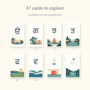 Punjabi printable flashcards: Included card designs.