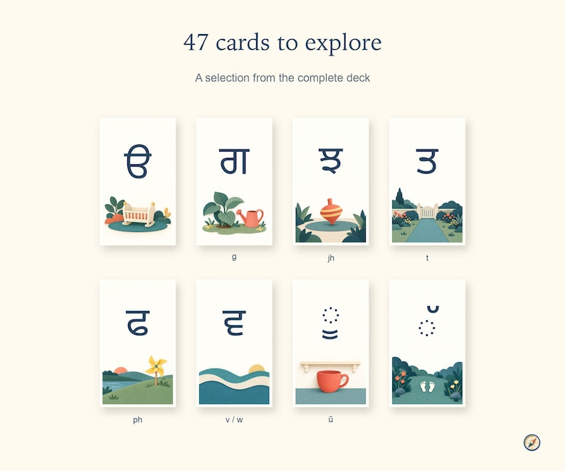 Punjabi printable flashcards: Included card designs.