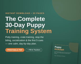 Complete 30-Day Puppy Training System | Potty, Crate, Biting Guide (Printable PDF)