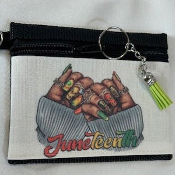 Juneteenth, Frida Kahlo, Summer Girl  Zippered Wallets, coin purses - black mesh screen